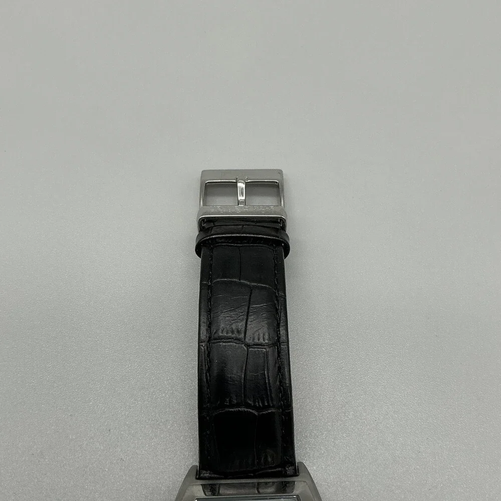 Kenneth Cole Reaction Men Watch 35mm Silver Tone Leather Date KC1667 New Battery